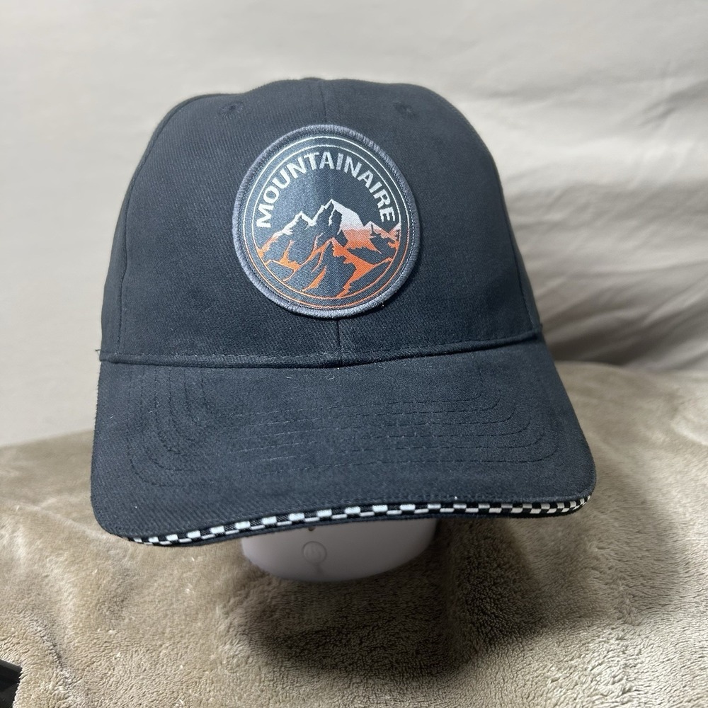 Mountainaire Headmost Black Hat Mountain Patch Checkered Brim Adjustable Cap